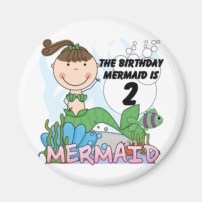 Mermaid 2nd Birthday Tshirts and Gifts Magnet (Front)
