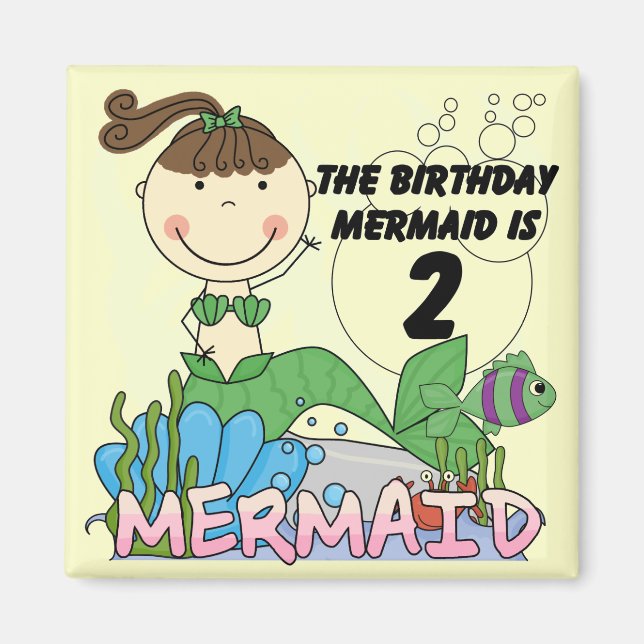 Mermaid 2nd Birthday Tshirts and Gifts Magnet (Front)