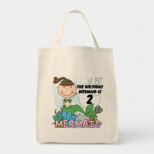 Mermaid 2nd Birthday Tshirts and Gifts Tote Bag