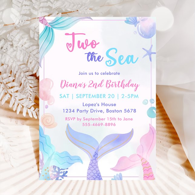  Mermaid 2nd Birthday Two The Sea Party  Invitation (Creator Uploaded)