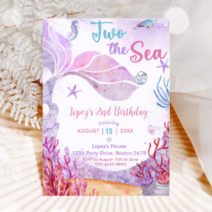 Mermaid 2nd Birthday Two The Sea Party  Invitation