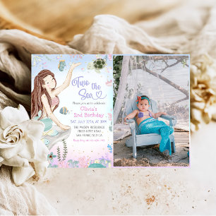 Mermaid 2nd Birthday Two The Sea Party Photo Invitation