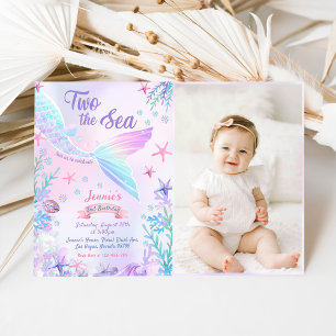 Mermaid 2nd Birthday Two The Sea Party Photo Invitation