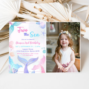 Mermaid 2nd Birthday Two The Sea Party Photo Invitation