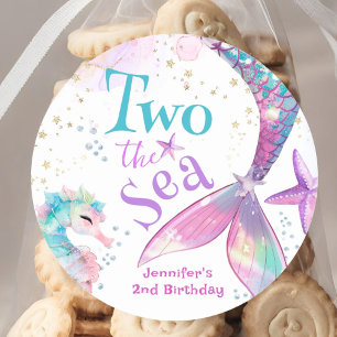 Mermaid 2nd Birthday Two The Sea Pink Girl Classic Round Sticker