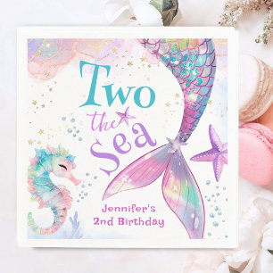 Mermaid 2nd Birthday Two The Sea Pink Paper  Napkin