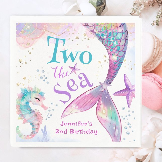 Mermaid 2nd Birthday Two The Sea Pink Paper  Napkin (Creator Uploaded)