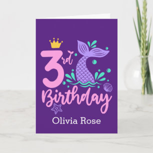 Mermaid 3rd Birthday Card