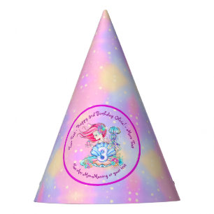 Mermaid 3rd Birthday Change Edit Text Personalise Party Hat