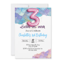 Mermaid 3rd Birthday Invitation