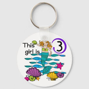 Mermaid 3rd Birthday T shirts and Gifts Key Ring