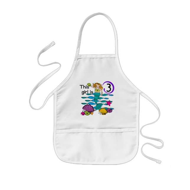 Mermaid 3rd Birthday T shirts and Gifts Kids Apron (Front)