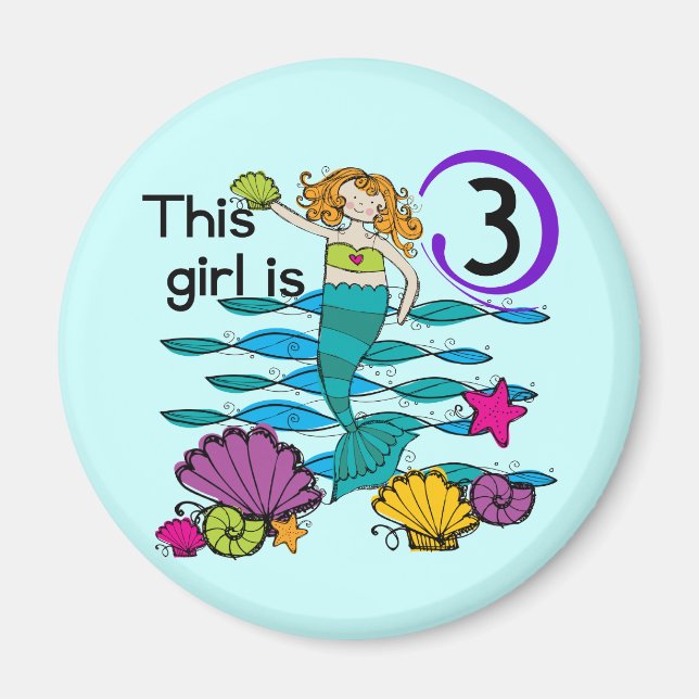 Mermaid 3rd Birthday T shirts and Gifts Magnet (Front)