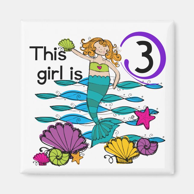 Mermaid 3rd Birthday T shirts and Gifts Magnet (Front)