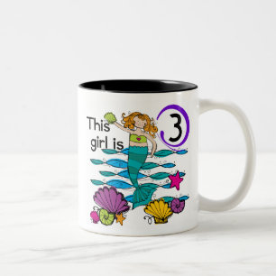 Mermaid 3rd Birthday T shirts and Gifts Two-Tone Coffee Mug