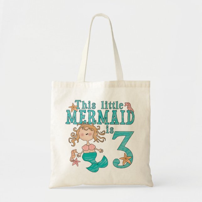 Mermaid 3rd Birthday Tote Bag (Front)