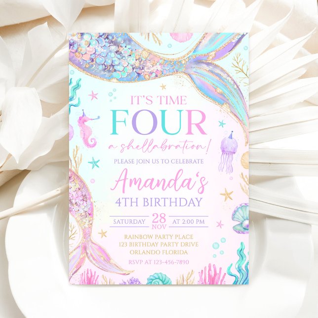 Mermaid 4th Birthday Invitation (Creator Uploaded)