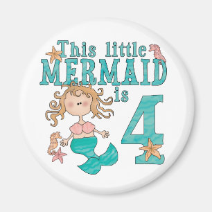 Mermaid 4th Birthday Magnet