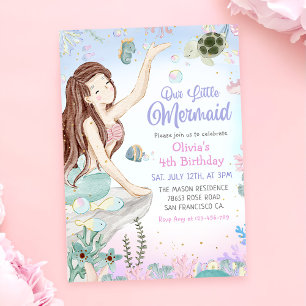 Mermaid 4th Birthday Our Little Mermaid Party Invitation