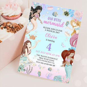 Mermaid 4th Birthday Our Little Mermaid Party Invitation