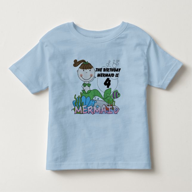 Mermaid 4th Birthday T-shirts and Gifts (Front)