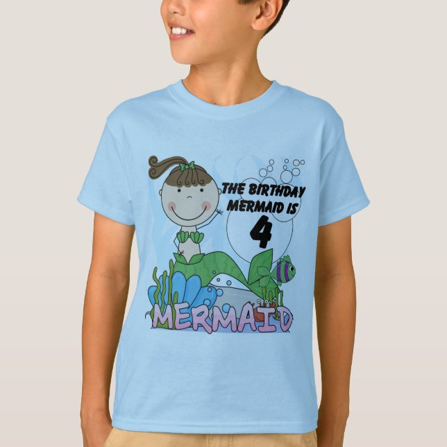 Mermaid 4th Birthday T-shirts and Gifts (Front)
