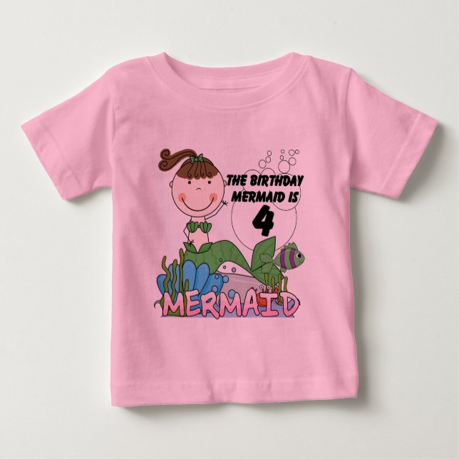 Mermaid 4th Birthday T-shirts and Gifts (Front)