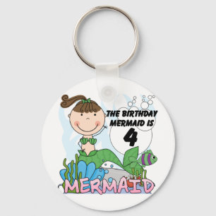 Mermaid 4th Birthday T-shirts and Gifts Key Ring