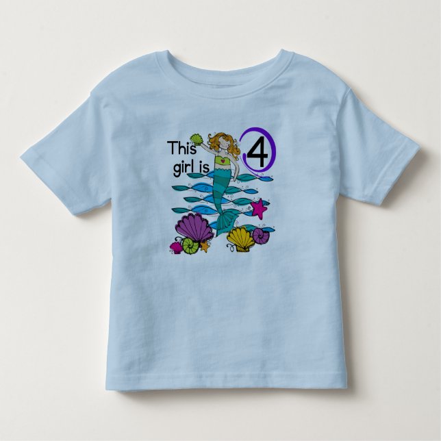 Mermaid 4th Birthday Tshirts and Gifts (Front)