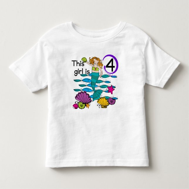 Mermaid 4th Birthday Tshirts and Gifts (Front)