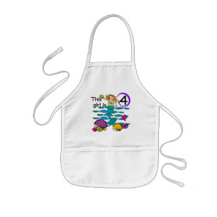 Mermaid 4th Birthday Tshirts and Gifts Kids Apron