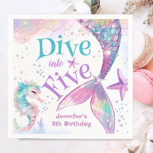 Mermaid 5th Birthday Dive into Five Paper Napkin