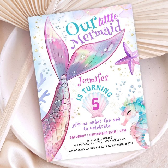 Mermaid 5th Birthday Under The Sea Little Mermaid  Invitation (Creator Uploaded)