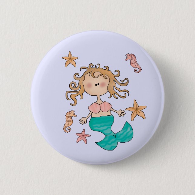 Mermaid 6 Cm Round Badge (Front)