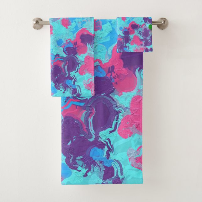 Mermaid Abstract Splatter Bath Towel Set (Insitu)