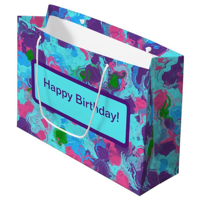 Mermaid Abstract Splatter Large Gift Bag (Front Angled)