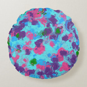Mermaid Abstract Splatter Round Cushion