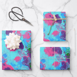 Mermaid Abstract Splatter Wrapping Paper Sheet