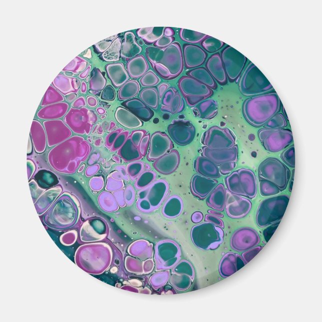 Mermaid Acrylic Pour, Cool Colourful Abstract Magnet (Front)