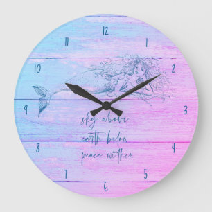 Mermaid Affirmation Ombre  Large Clock