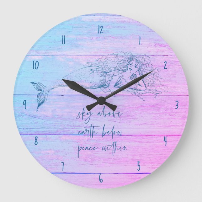 Mermaid Affirmation Ombre  Large Clock (Front)