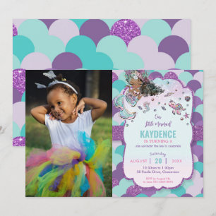Mermaid African American Birthday Party Photo Invitation
