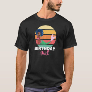 Mermaid Afro Girl Birthday African American Youth T-Shirt