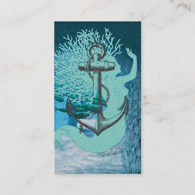 Mermaid And Anchor Diving Instructor Business Card (Front)