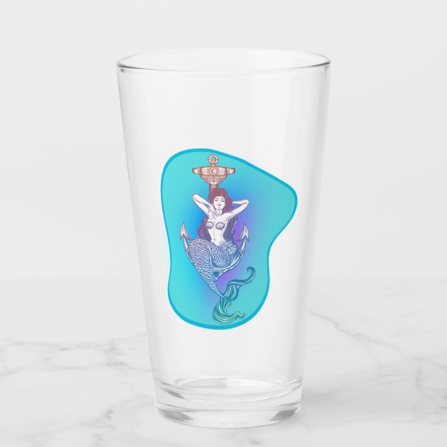 Mermaid and Anchor Glass (Front)