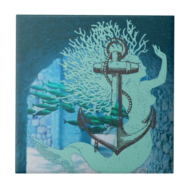Mermaid and Anchor Tile (Front)
