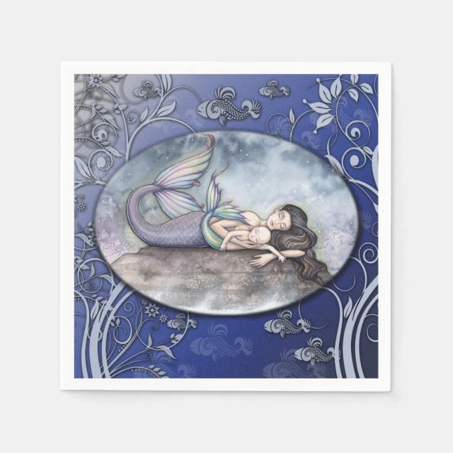 Mermaid and Baby Baby Shower Napkins (Front)