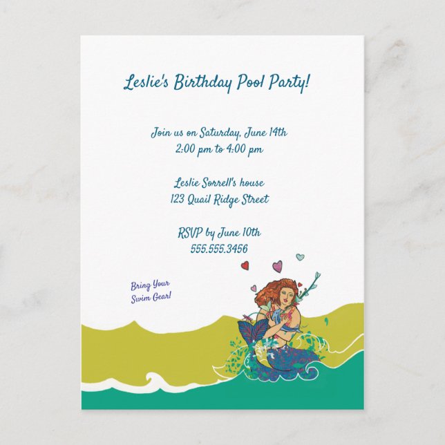 Mermaid and Baby Dolphin Postcard (Front)