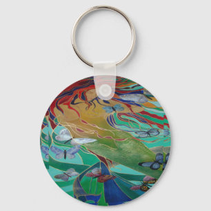 Mermaid and Butterflies Key Ring