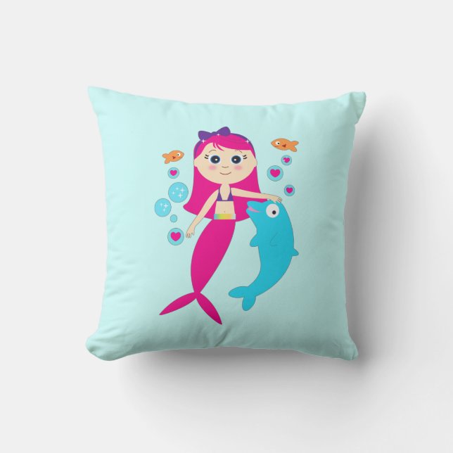Mermaid and Dolphin Cushion (Front)